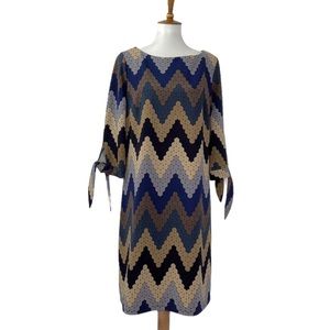 ILE Chevron Pattern Dress Browns & Blues Size 14
